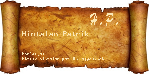Hintalan Patrik névjegykártya