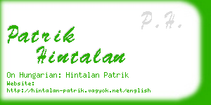 patrik hintalan business card